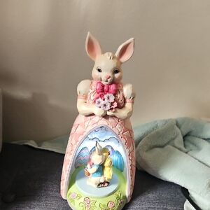 JIM SHORE decorative Bunny Figurine with Pink Dress